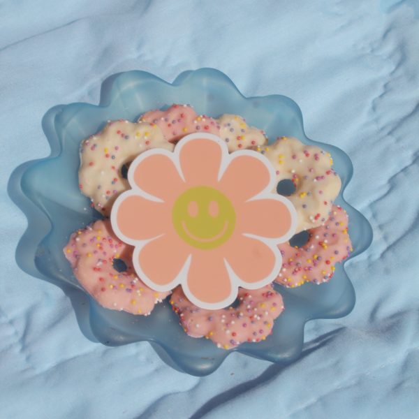Pink and Green Smiley Sticker / Matte Weatherproof / Decal
