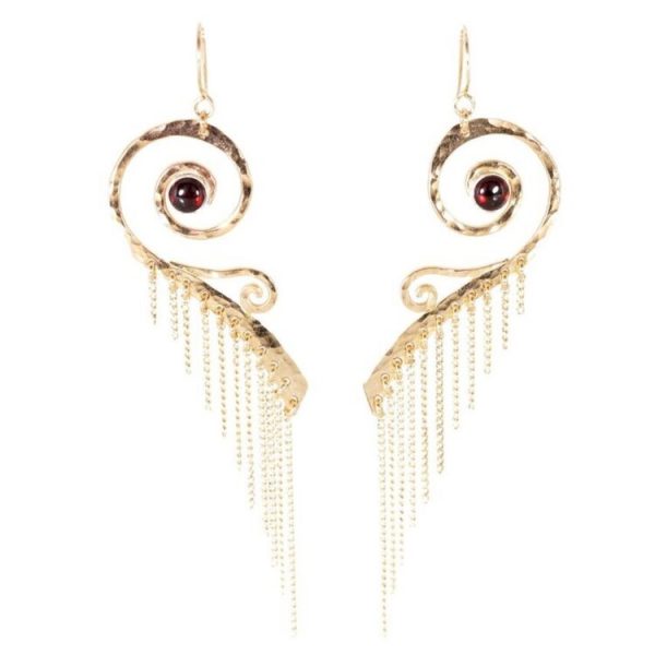 Gold and Garnet Flame Earrings