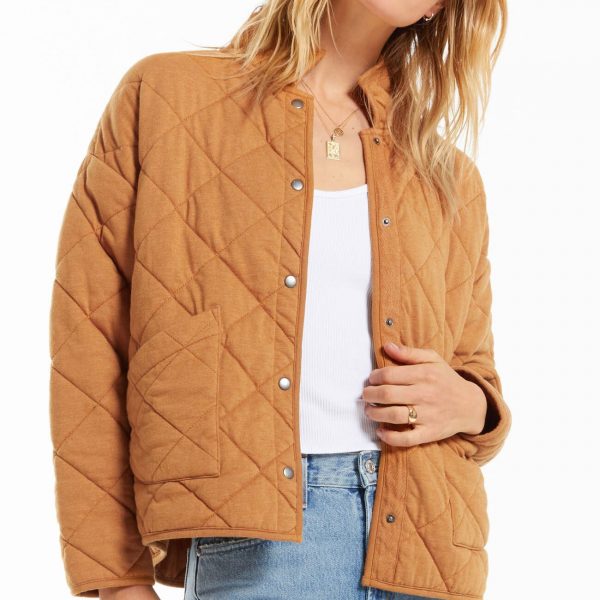Maya Quilted Jacket- Camel Brown