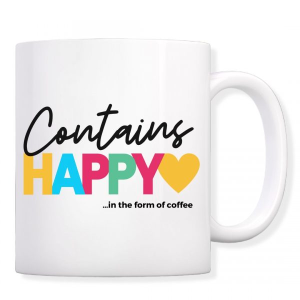 Contains Happy Ceramic Coffee Mug
