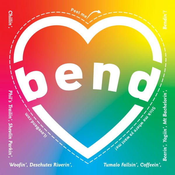 i love bend rainbow heart sticker